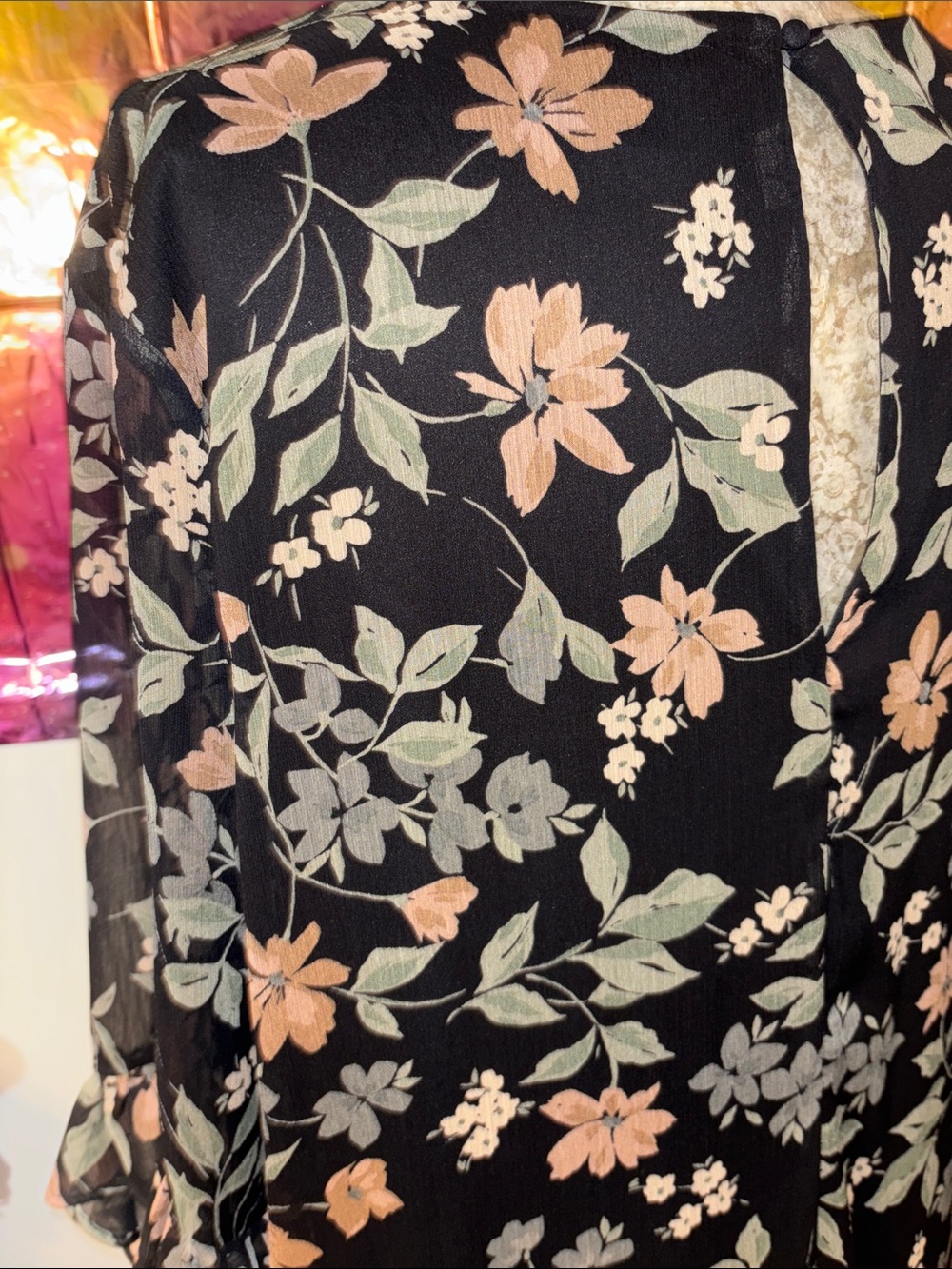 Calvin Klein Black Floral-Trim Dress - Picture 5 of 6